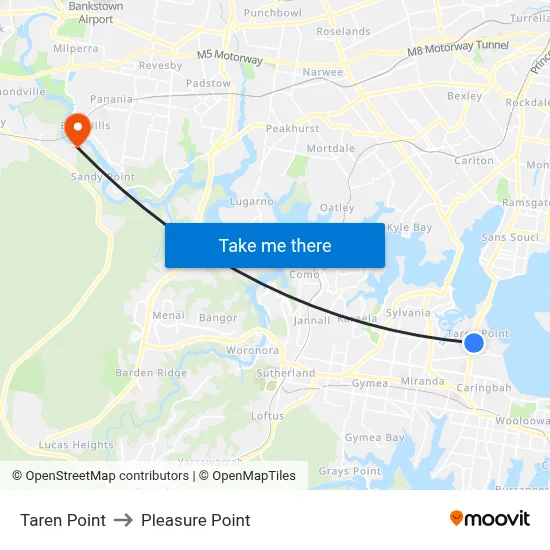 Taren Point to Pleasure Point map