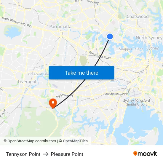 Tennyson Point to Pleasure Point map