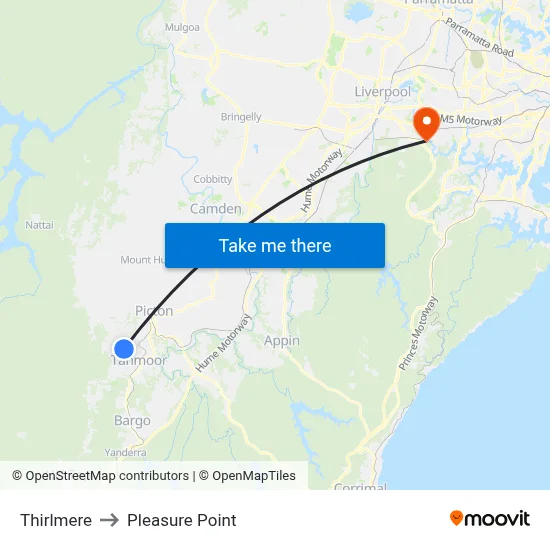 Thirlmere to Pleasure Point map