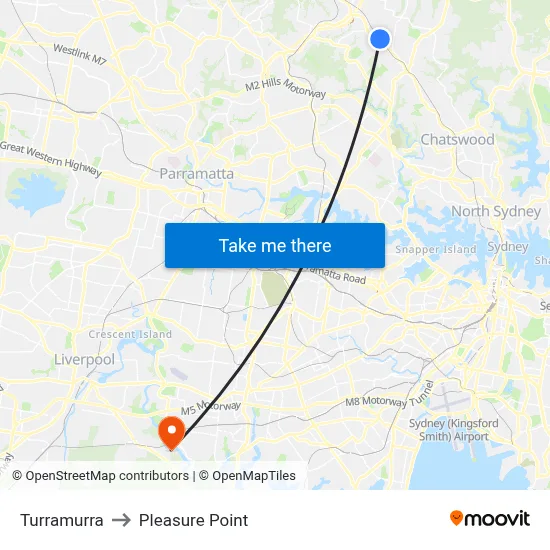Turramurra to Pleasure Point map