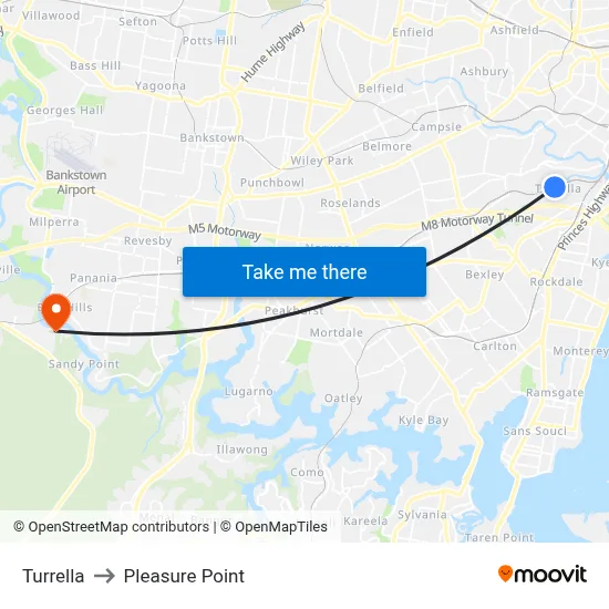 Turrella to Pleasure Point map