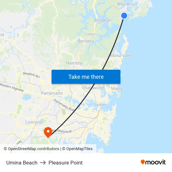 Umina Beach to Pleasure Point map