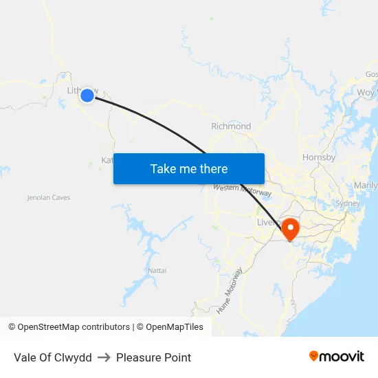 Vale Of Clwydd to Pleasure Point map