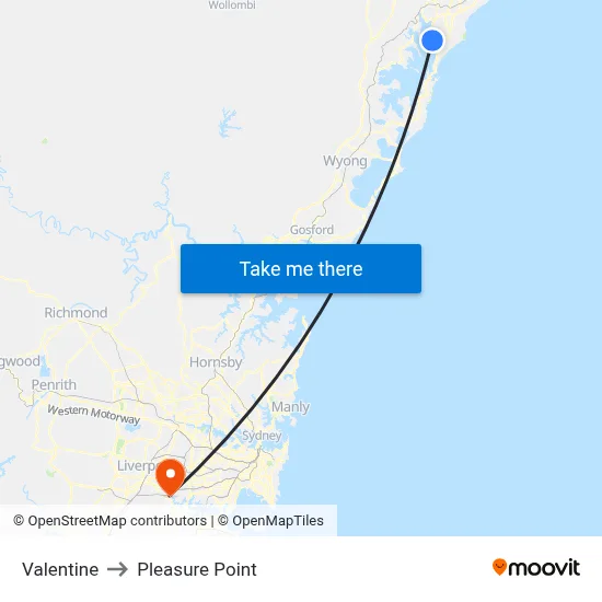 Valentine to Pleasure Point map