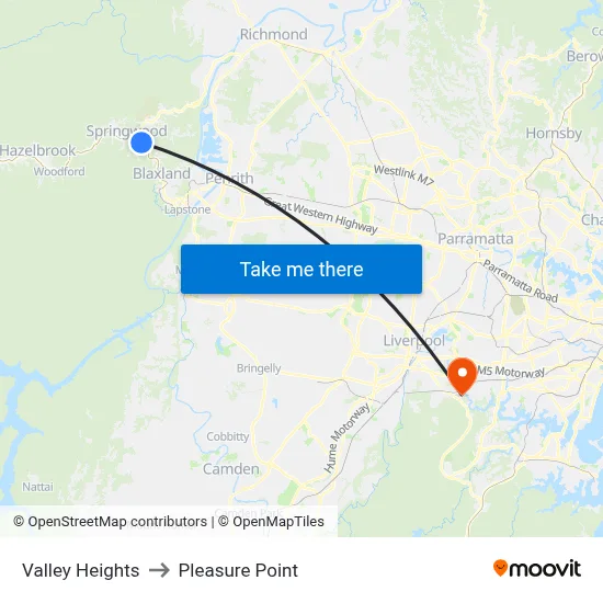 Valley Heights to Pleasure Point map