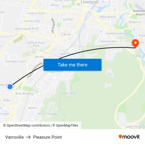 Varroville to Pleasure Point map