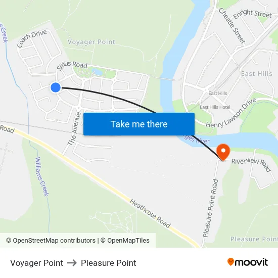 Voyager Point to Pleasure Point map