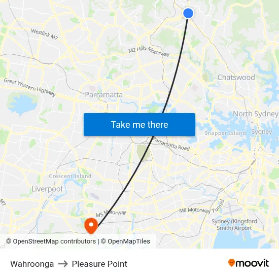 Wahroonga to Pleasure Point map