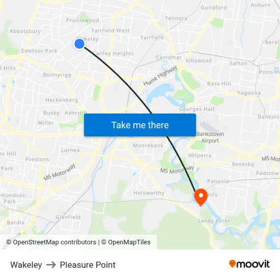 Wakeley to Pleasure Point map