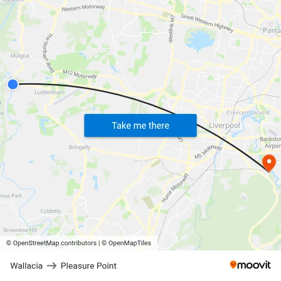 Wallacia to Pleasure Point map