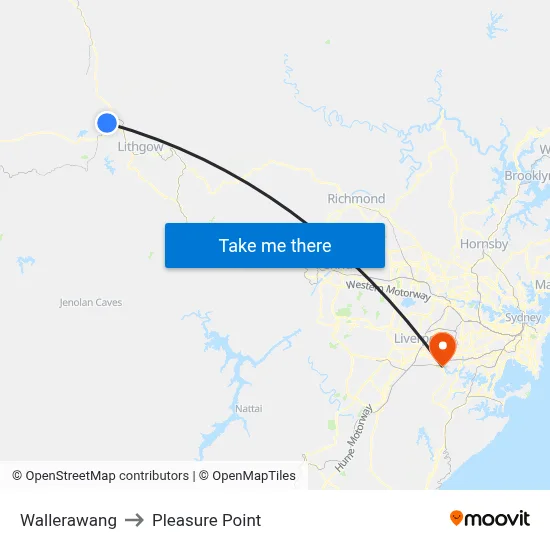Wallerawang to Pleasure Point map