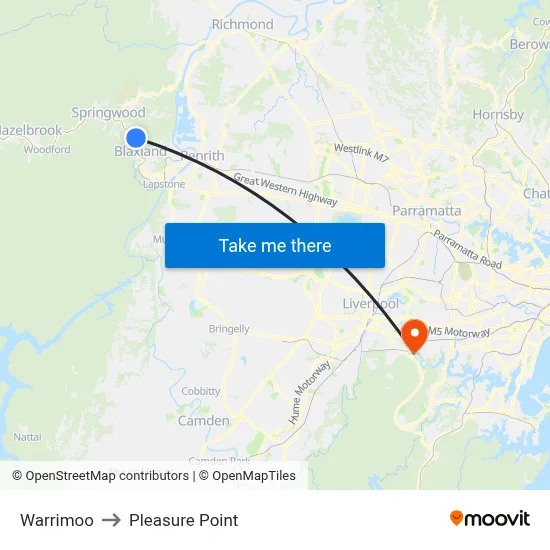 Warrimoo to Pleasure Point map
