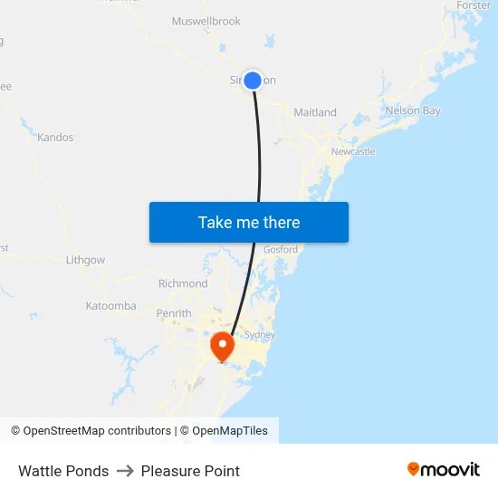 Wattle Ponds to Pleasure Point map
