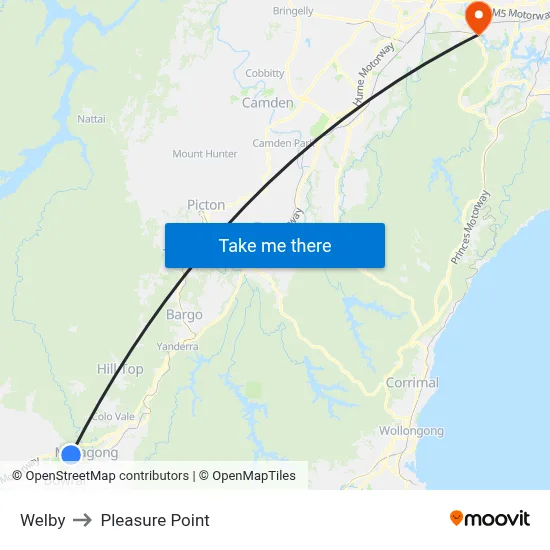 Welby to Pleasure Point map