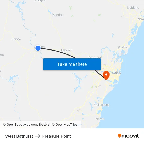 West Bathurst to Pleasure Point map