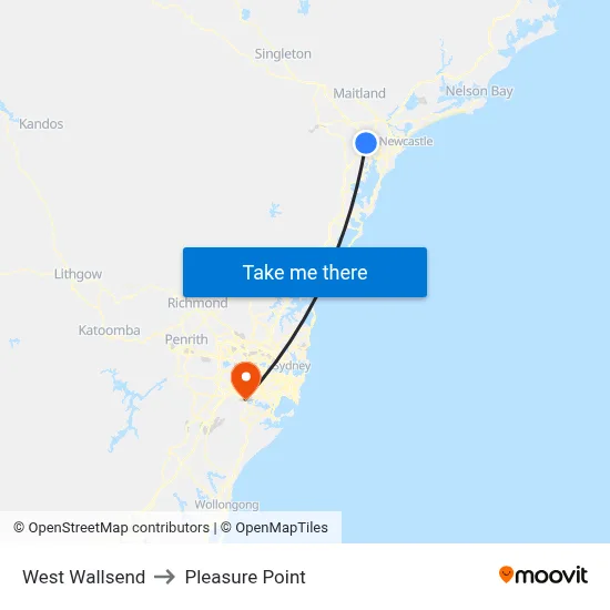 West Wallsend to Pleasure Point map