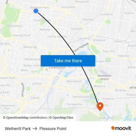 Wetherill Park to Pleasure Point map