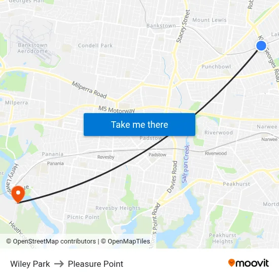 Wiley Park to Pleasure Point map