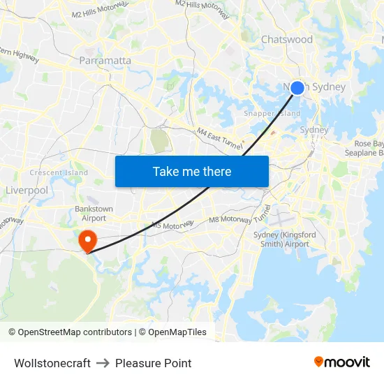 Wollstonecraft to Pleasure Point map