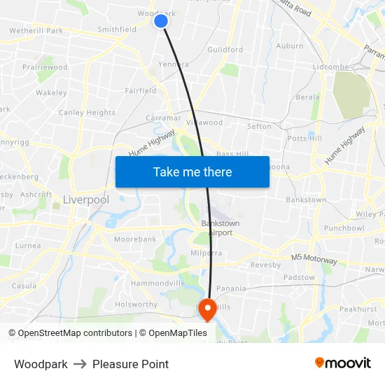 Woodpark to Pleasure Point map