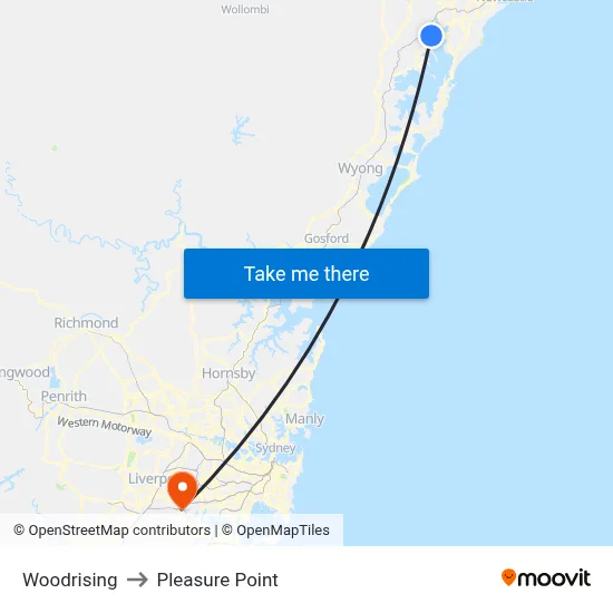 Woodrising to Pleasure Point map