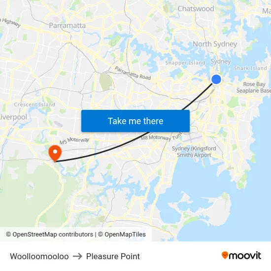 Woolloomooloo to Pleasure Point map