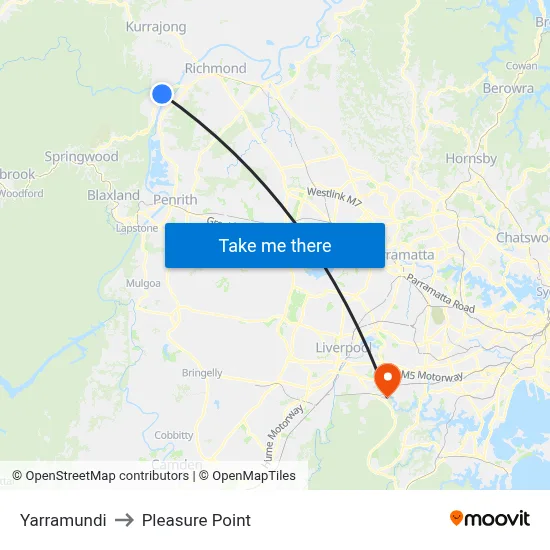 Yarramundi to Pleasure Point map