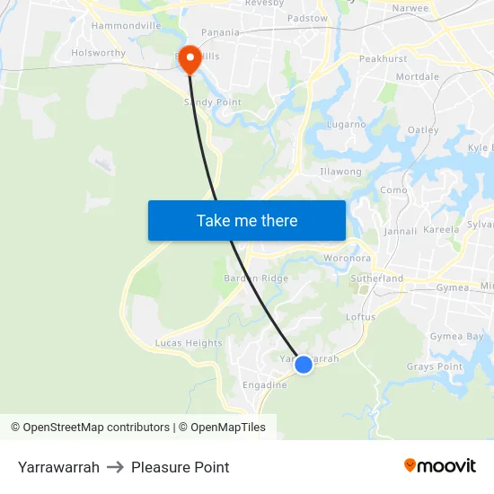 Yarrawarrah to Pleasure Point map