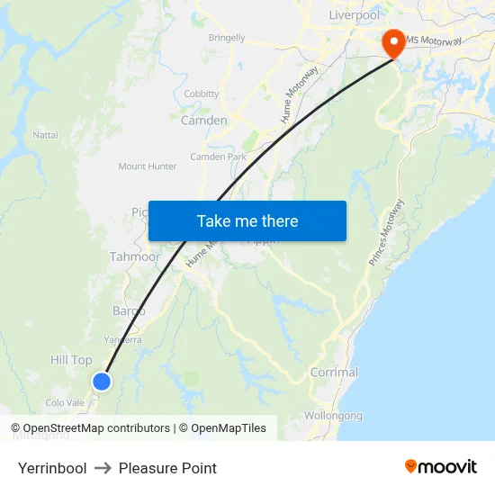 Yerrinbool to Pleasure Point map