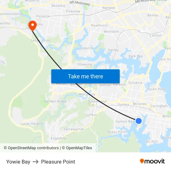 Yowie Bay to Pleasure Point map