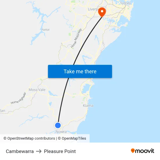 Cambewarra to Pleasure Point map