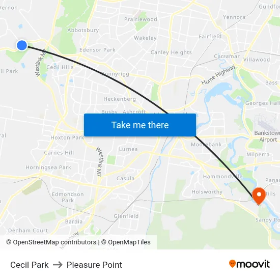 Cecil Park to Pleasure Point map
