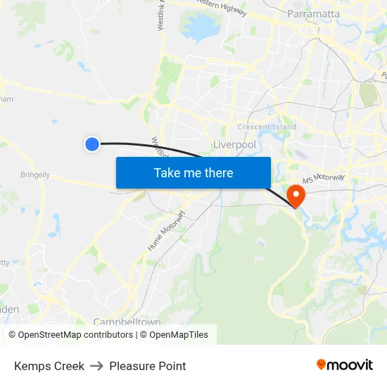 Kemps Creek to Pleasure Point map