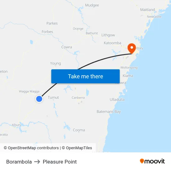 Borambola to Pleasure Point map