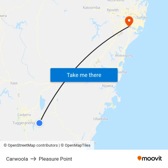 Carwoola to Pleasure Point map