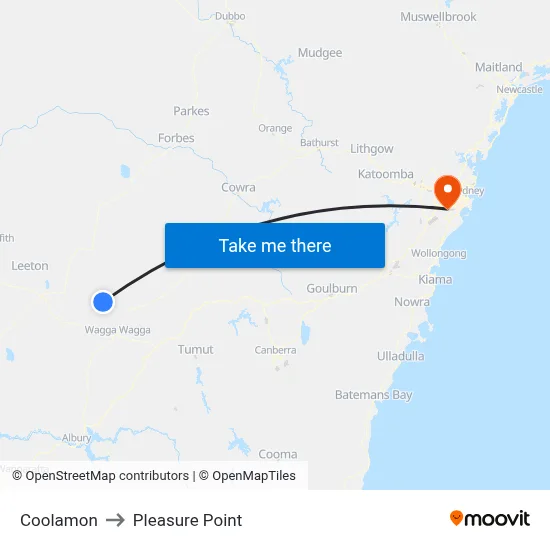 Coolamon to Pleasure Point map
