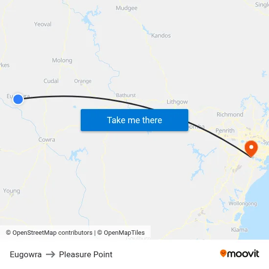 Eugowra to Pleasure Point map