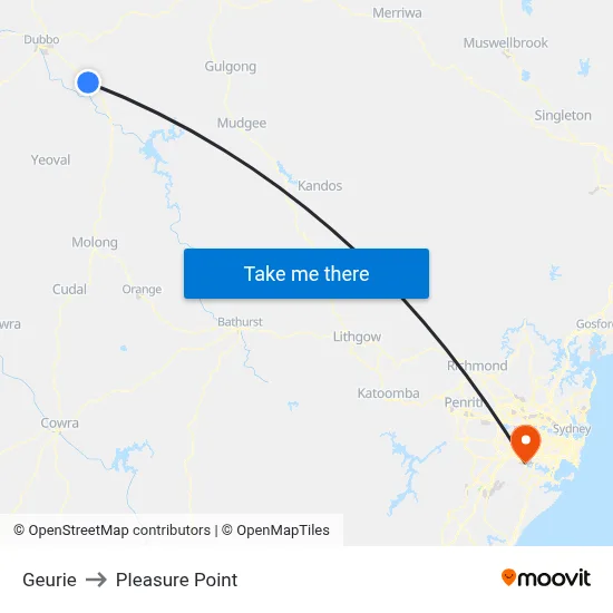 Geurie to Pleasure Point map