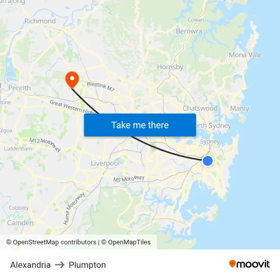 Alexandria to Plumpton map