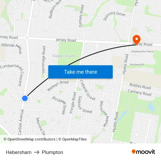 Hebersham to Plumpton map