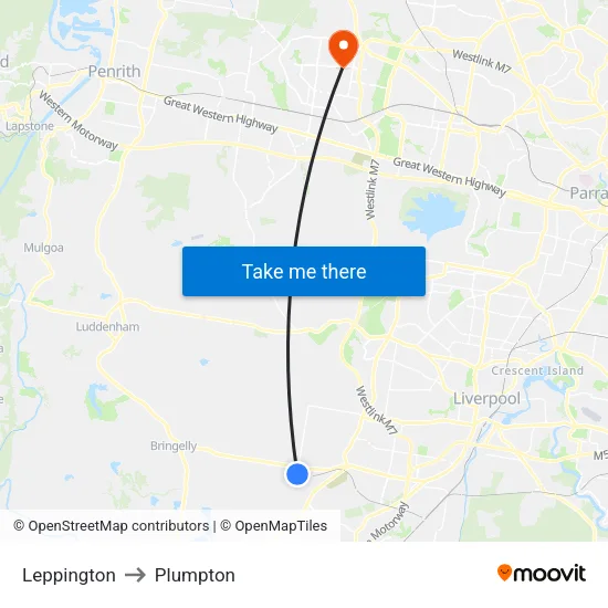 Leppington to Plumpton map