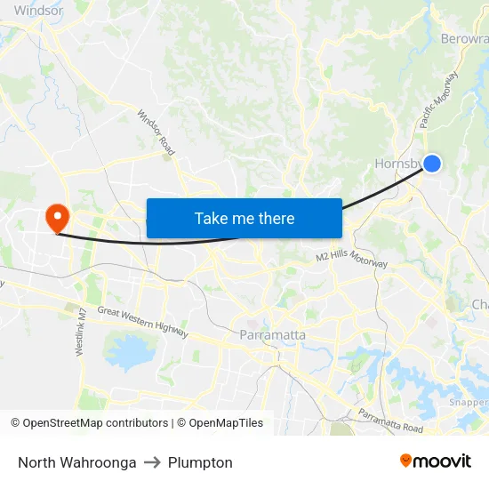 North Wahroonga to Plumpton map