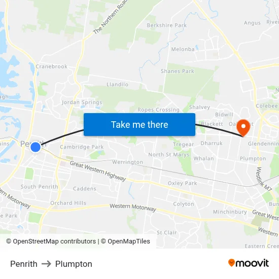 Penrith to Plumpton map