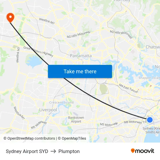 Sydney Airport SYD to Plumpton map