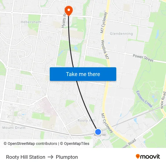 Rooty Hill Station to Plumpton map