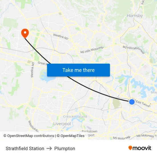 Strathfield Station to Plumpton map