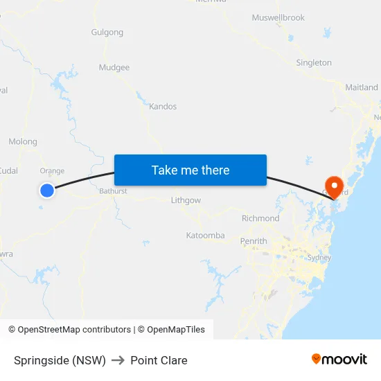 Springside (NSW) to Point Clare map