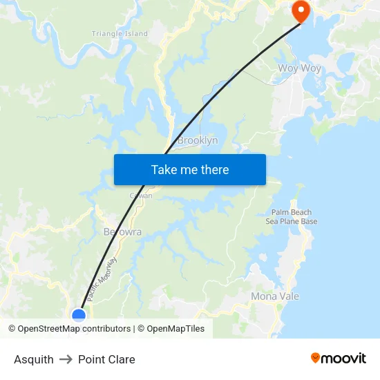 Asquith to Point Clare map