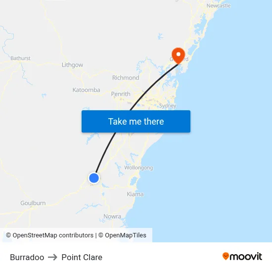 Burradoo to Point Clare map