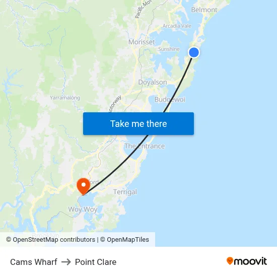 Cams Wharf to Point Clare map